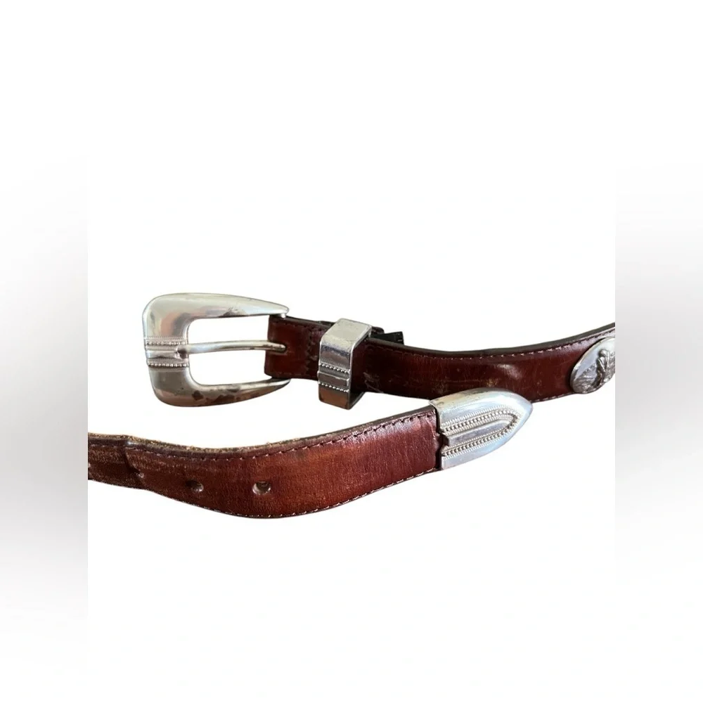 Vintage leather golf concho basket weave belt